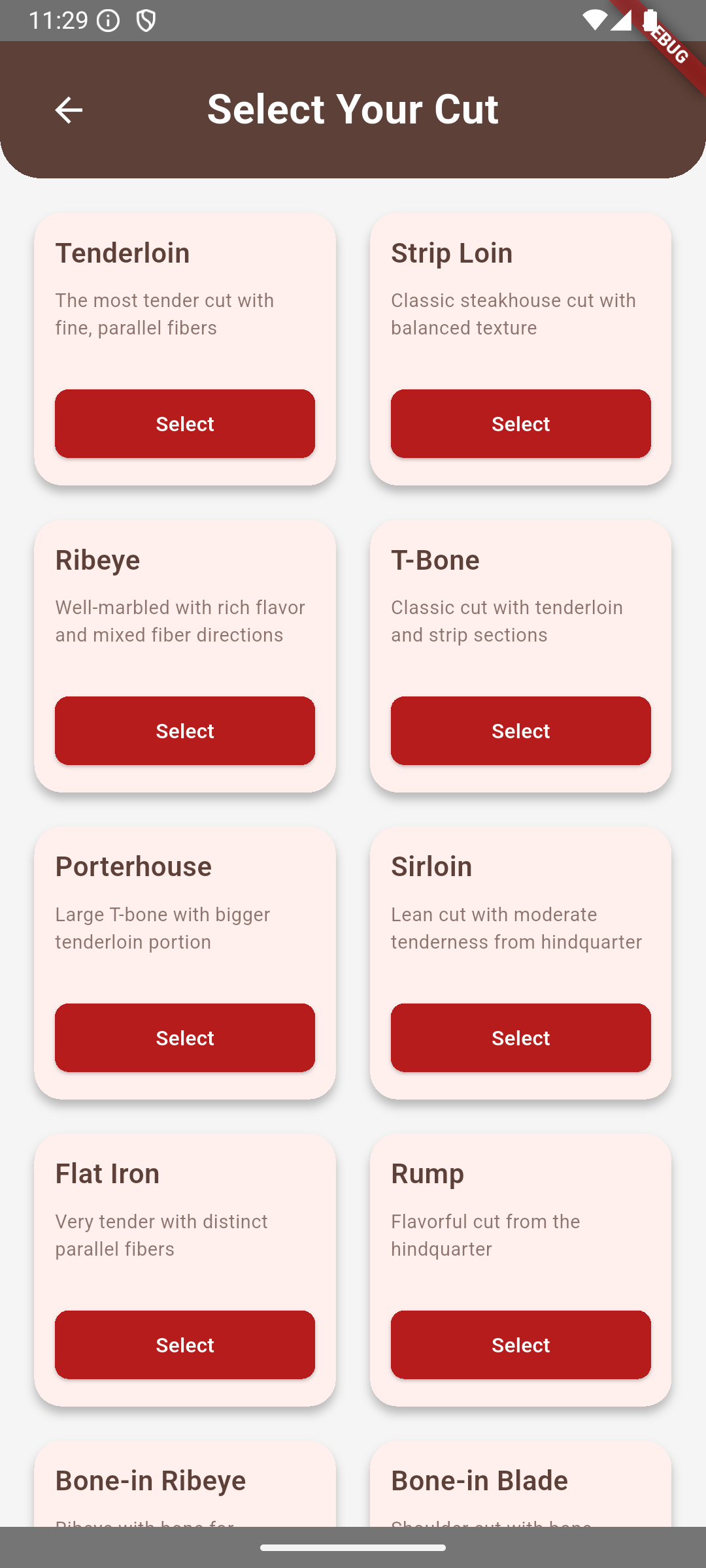 Select Your Cut Screen